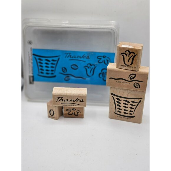 1999 Stampin Up Thanks Set Of‎ 5 Vintage Stamps With Box - Picture 9 of 10